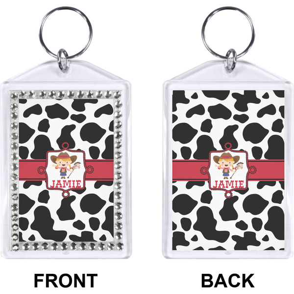 Cowprint Cowgirl Bling Keychain (Front + Back)
