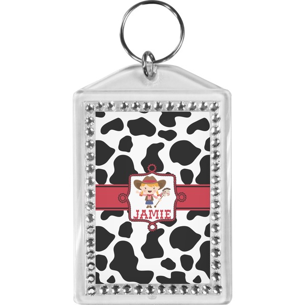 Custom Cowprint Cowgirl Bling Keychain (Personalized)
