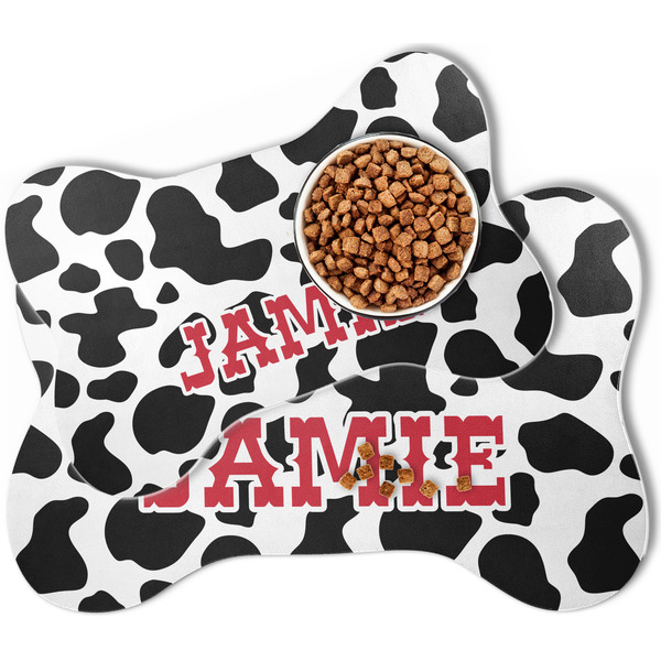 Cowprint Cowgirl Bone Shaped Dog Mats - MAIN