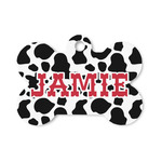 Cowprint Cowgirl Bone Shaped Dog ID Tag - Small (Personalized)