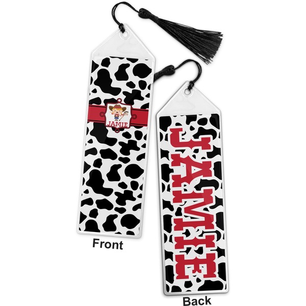 Cowprint Cowgirl Bookmark with tassel - Front and Back