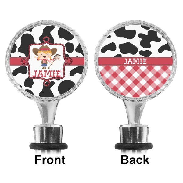 Cowprint Cowgirl Bottle Stopper - Front and Back