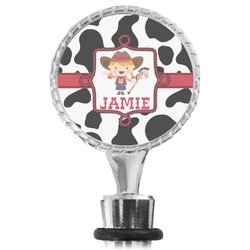 Cowprint Cowgirl Wine Bottle Stopper (Personalized)