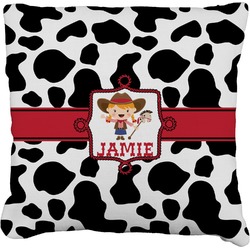Cowprint Cowgirl Faux-Linen Throw Pillow 16" (Personalized)