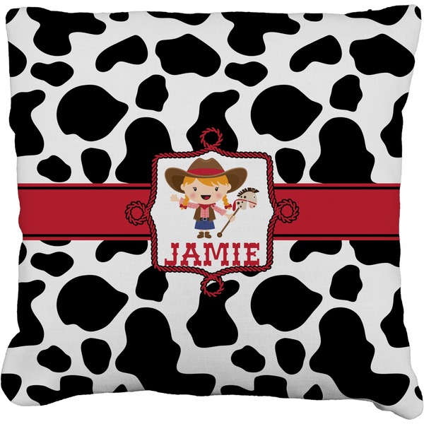 Custom Cowprint Cowgirl Faux-Linen Throw Pillow 16" (Personalized)