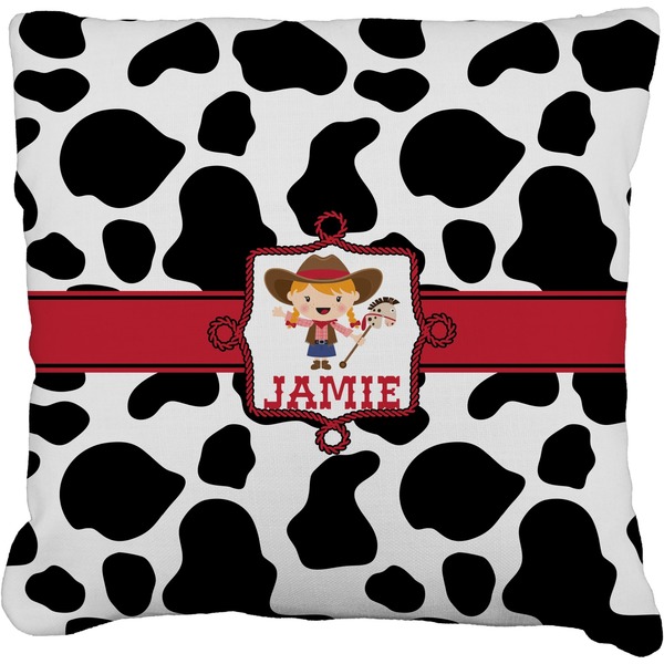 Custom Cowprint Cowgirl Faux-Linen Throw Pillow 20" (Personalized)