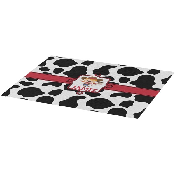 Cowprint Cowgirl Burlap Placemat (Angle View)