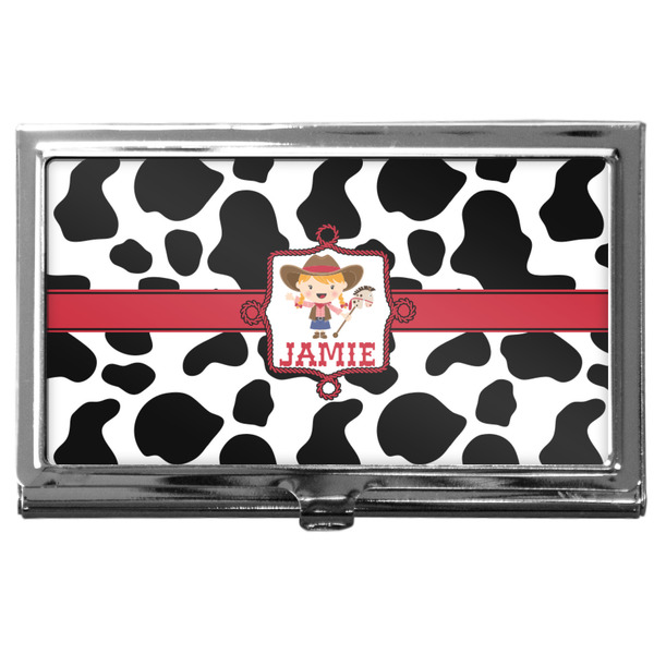 Custom Cowprint Cowgirl Business Card Case