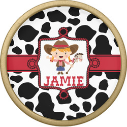 Cowprint Cowgirl Cabinet Knob - Gold (Personalized)
