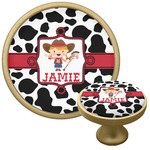 Cowprint Cowgirl Cabinet Knob - Gold (Personalized)