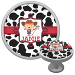 Cowprint Cowgirl Cabinet Knob (Silver) (Personalized)