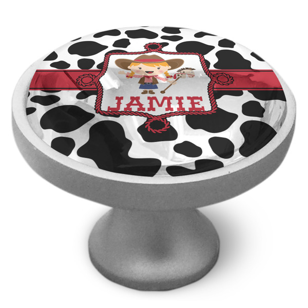 Custom Cowprint Cowgirl Cabinet Knob (Personalized)