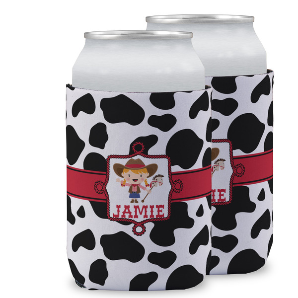 Custom Cowprint Cowgirl Can Cooler (12 oz) w/ Name or Text