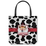 Cowprint Cowgirl Canvas Tote Bag - Small - 13"x13" (Personalized)