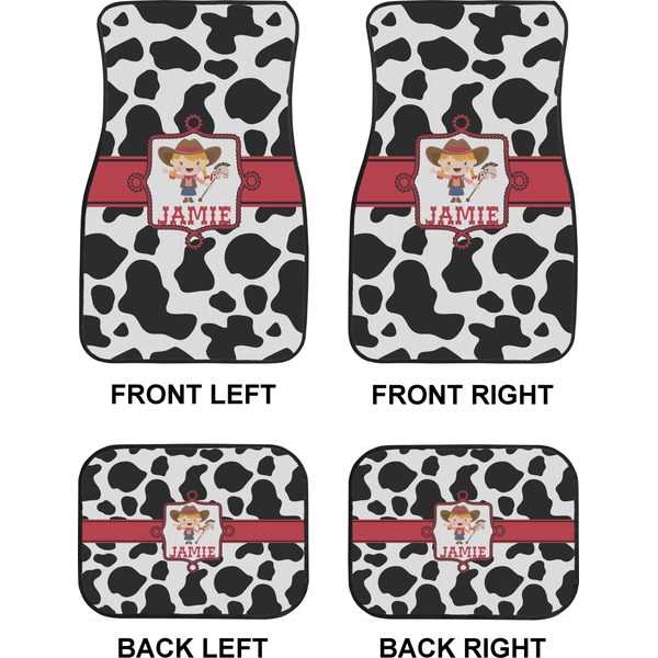 Cowprint Cowgirl Car Floor Mats Set (2F + 2B)