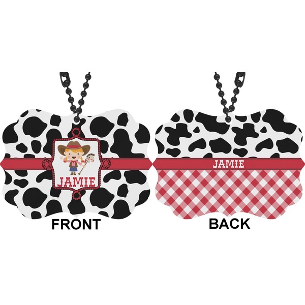 Cowprint Cowgirl Car Ornament (Approval)