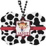 Cowprint Cowgirl Rear View Mirror Charm (Personalized)
