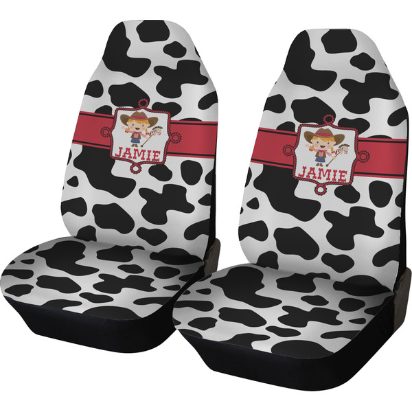 Custom Cowprint Cowgirl Car Seat Covers (Set of Two) (Personalized)