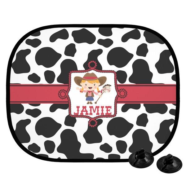 Custom Cowprint Cowgirl Car Side Window Sun Shade (Personalized)