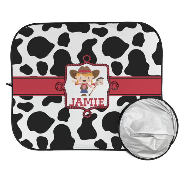 Cowprint Cowgirl Car Sun Shades - FOLDED & UNFOLDED