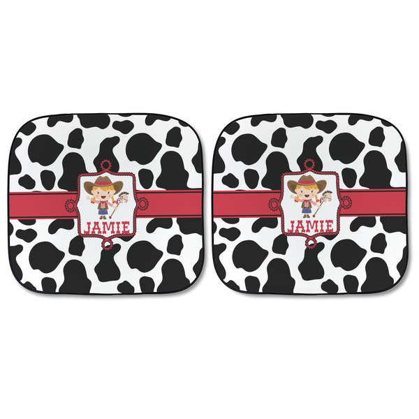 Cowprint Cowgirl Car Sun Shades - FRONT