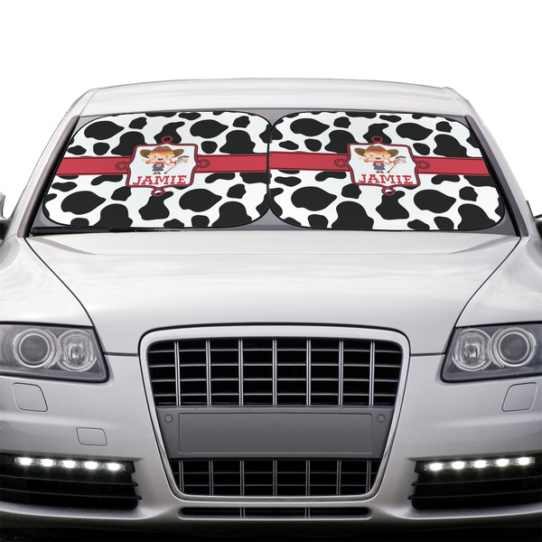 Cowprint Cowgirl Car Sun Shades - IN CONTEXT