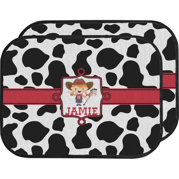 Custom Cowprint Cowgirl Car Floor Mats (Back Seat) (Personalized)