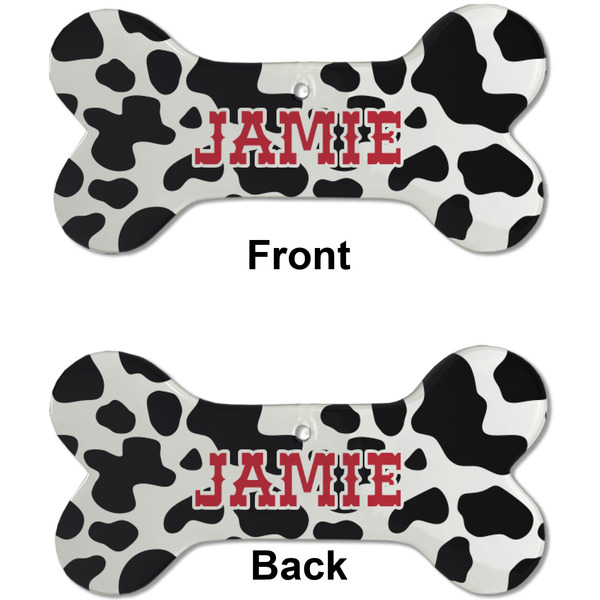 Cowprint Cowgirl Ceramic Flat Ornament - Bone Front & Back (APPROVAL)
