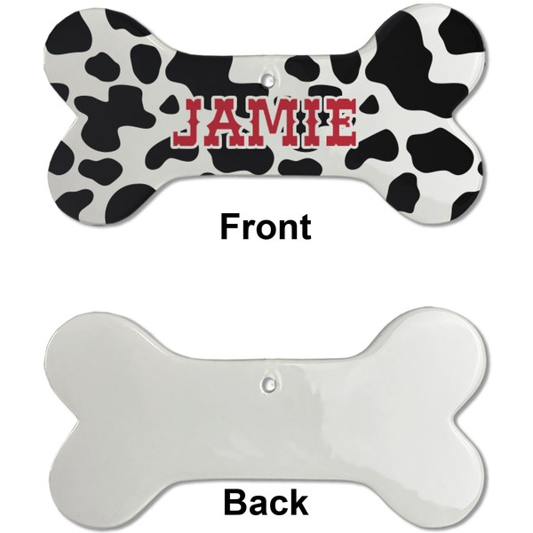 Cowprint Cowgirl Ceramic Flat Ornament - Bone Front & Back Single Print (APPROVAL)