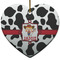 Cowprint Cowgirl Ceramic Flat Ornament - Heart (Front)