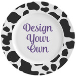 Cowprint Cowgirl Ceramic Dinner Plates (Set of 4) (Personalized)