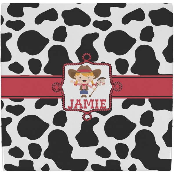 Custom Cowprint Cowgirl Ceramic Tile Hot Pad (Personalized)