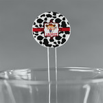 Cowprint Cowgirl 5.5" Round Plastic Stir Sticks - Clear (Personalized)