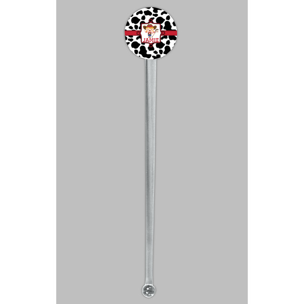Cowprint Cowgirl Clear Plastic 7" Stir Stick - Round - Single Stick