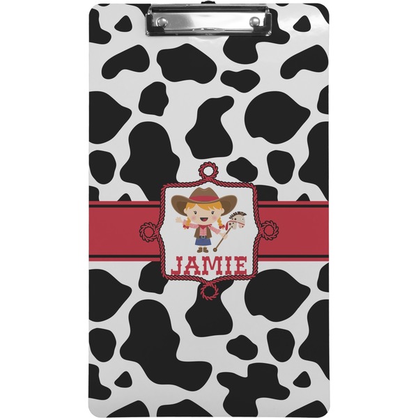 Custom Cowprint Cowgirl Clipboard (Legal Size) (Personalized)