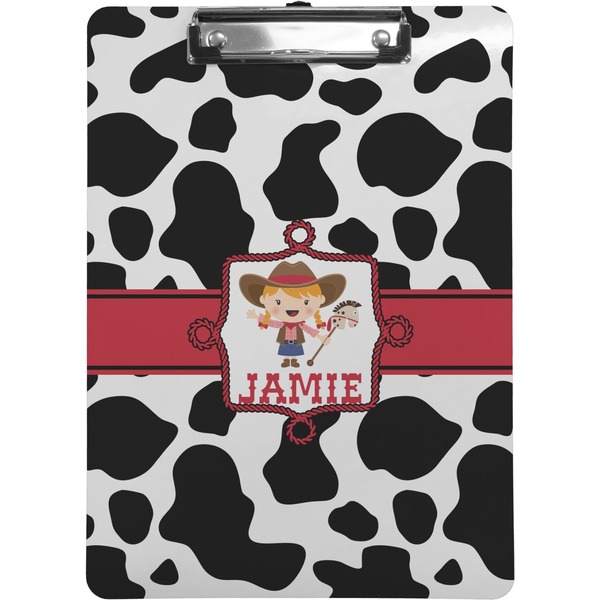 Custom Cowprint Cowgirl Clipboard (Letter Size) (Personalized)