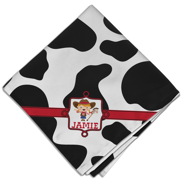 Custom Cowprint Cowgirl Cloth Dinner Napkin - Single w/ Name or Text