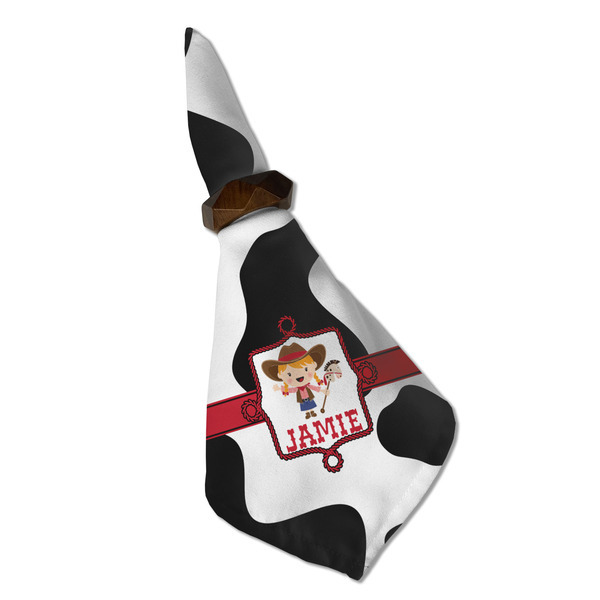 Cowprint Cowgirl Cloth Napkins - Personalized Dinner (Folded in Ring) (MAIN)