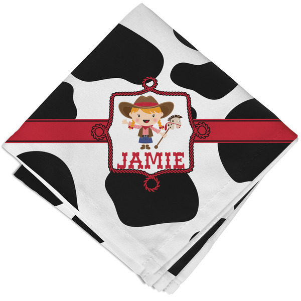 Cowprint Cowgirl Cloth Napkins - Personalized Lunch (Folded Four Corners)