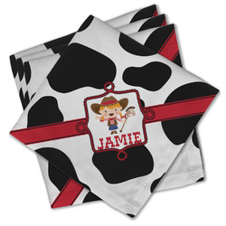 Cowprint Cowgirl Cloth Cocktail Napkins - Set of 4 w/ Name or Text