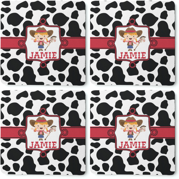 Cowprint Cowgirl Coaster Rubber Back - Apvl