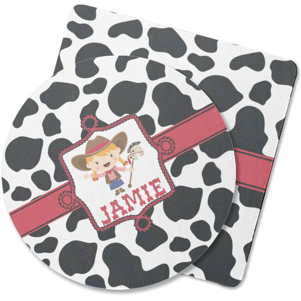 Custom Cowprint Cowgirl Rubber Backed Coaster (Personalized)