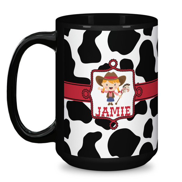 Cowprint Cowgirl Coffee Mug - 15 oz - Black