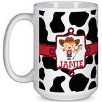 Cowprint Cowgirl 15 Oz Coffee Mug - White (Personalized)
