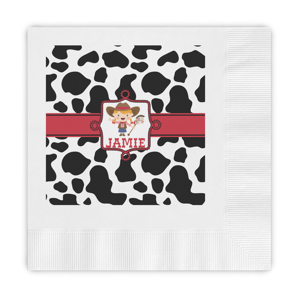 Custom Cowprint Cowgirl Embossed Decorative Napkins (Personalized)