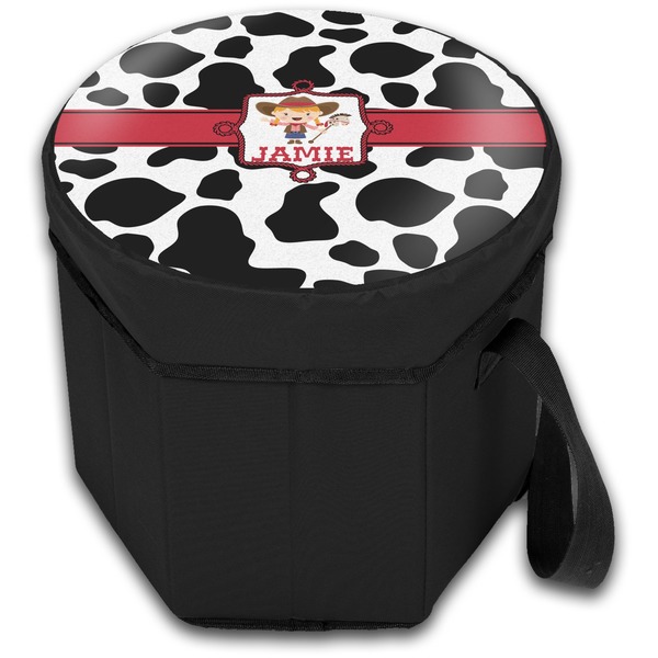 Cowprint Cowgirl Collapsible Personalized Cooler & Seat (Closed)