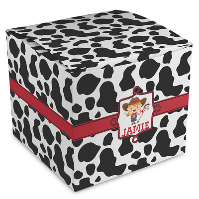Cowprint Cowgirl Cube Favor Gift Boxes (Personalized)