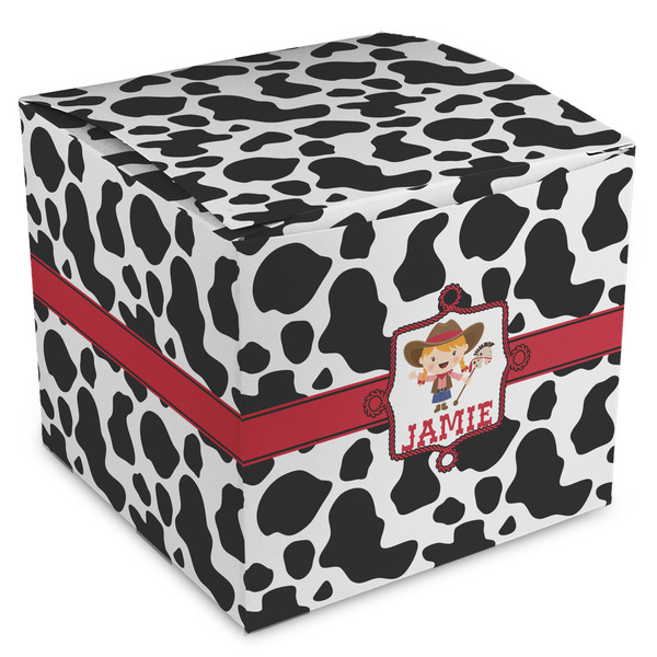 Custom Cowprint Cowgirl Cube Favor Gift Boxes (Personalized)