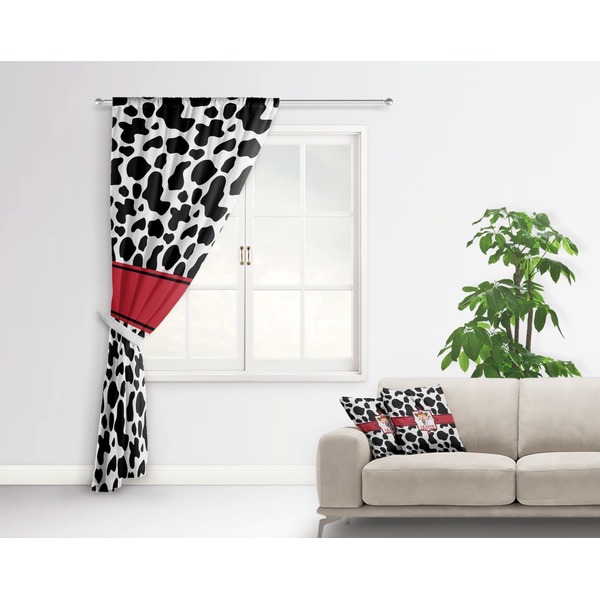 Cowprint Cowgirl Curtain With Window and Rod - in Room Matching Pillow