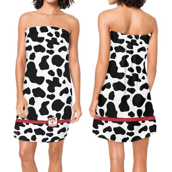 Cowprint Cowgirl Custom Bath Wrap - Front & Back View